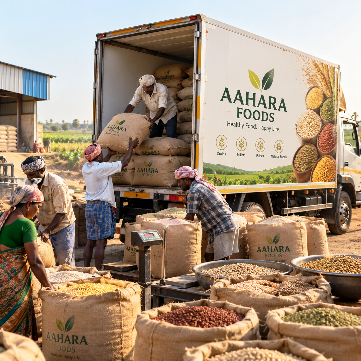 Aahara Foods Grain Loading at Golden Hour